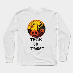 HALLOWEEN DAY SCARY PUMPKIN TRICK OR TREAT DESIGN ILLUSTRATION Long Sleeve T-Shirt